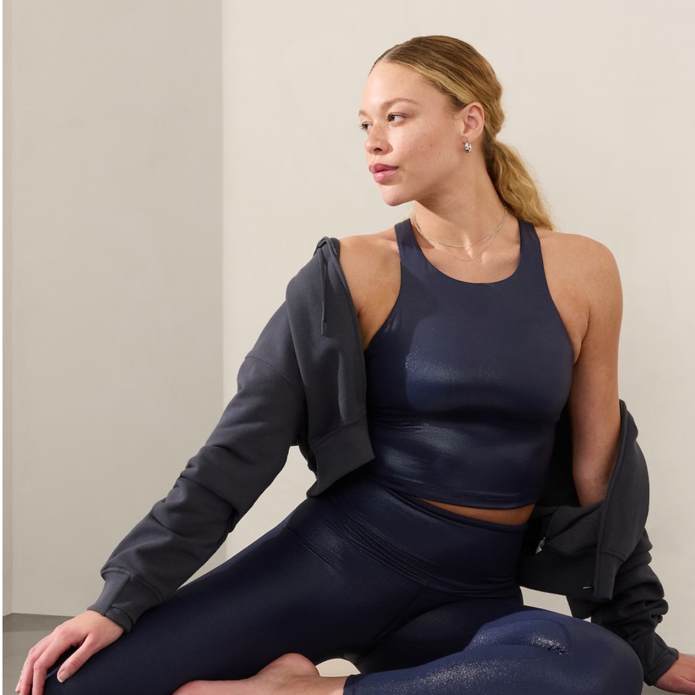 Athleta navy PURPOSE SHINE CROP BRA D-DD